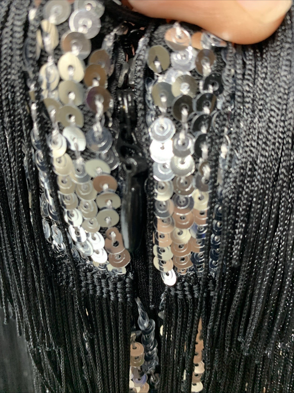 Dress the Population Black/Sliver Sequin Fringe Party Flapper 20s Dress Size XXL