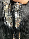 Dress the Population Black/Sliver Sequin Fringe Party Flapper 20s Dress Size XXL