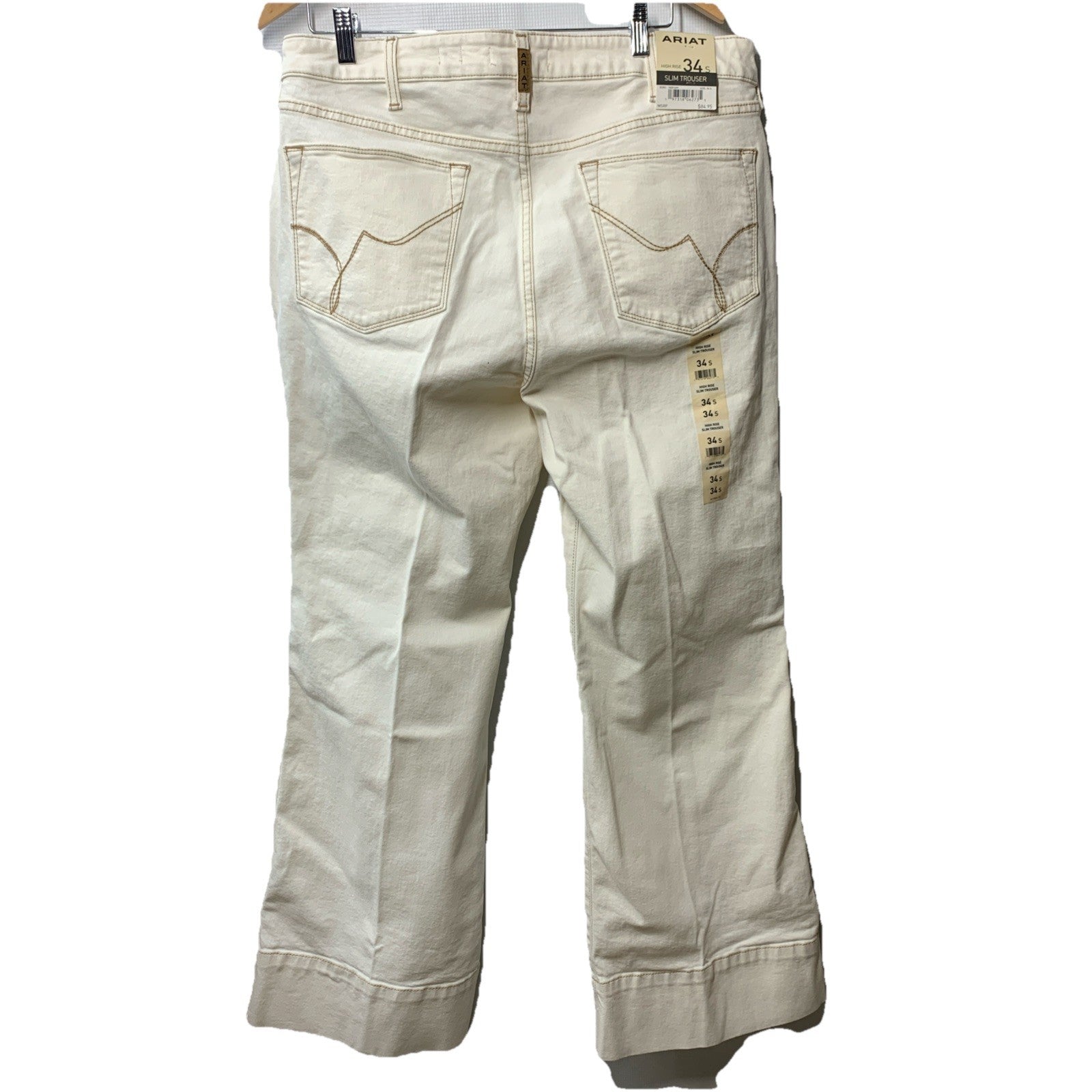 Ariat Larissa Slim Trouser Off White 34S High Rise Jeans Long Pants with Pockets
