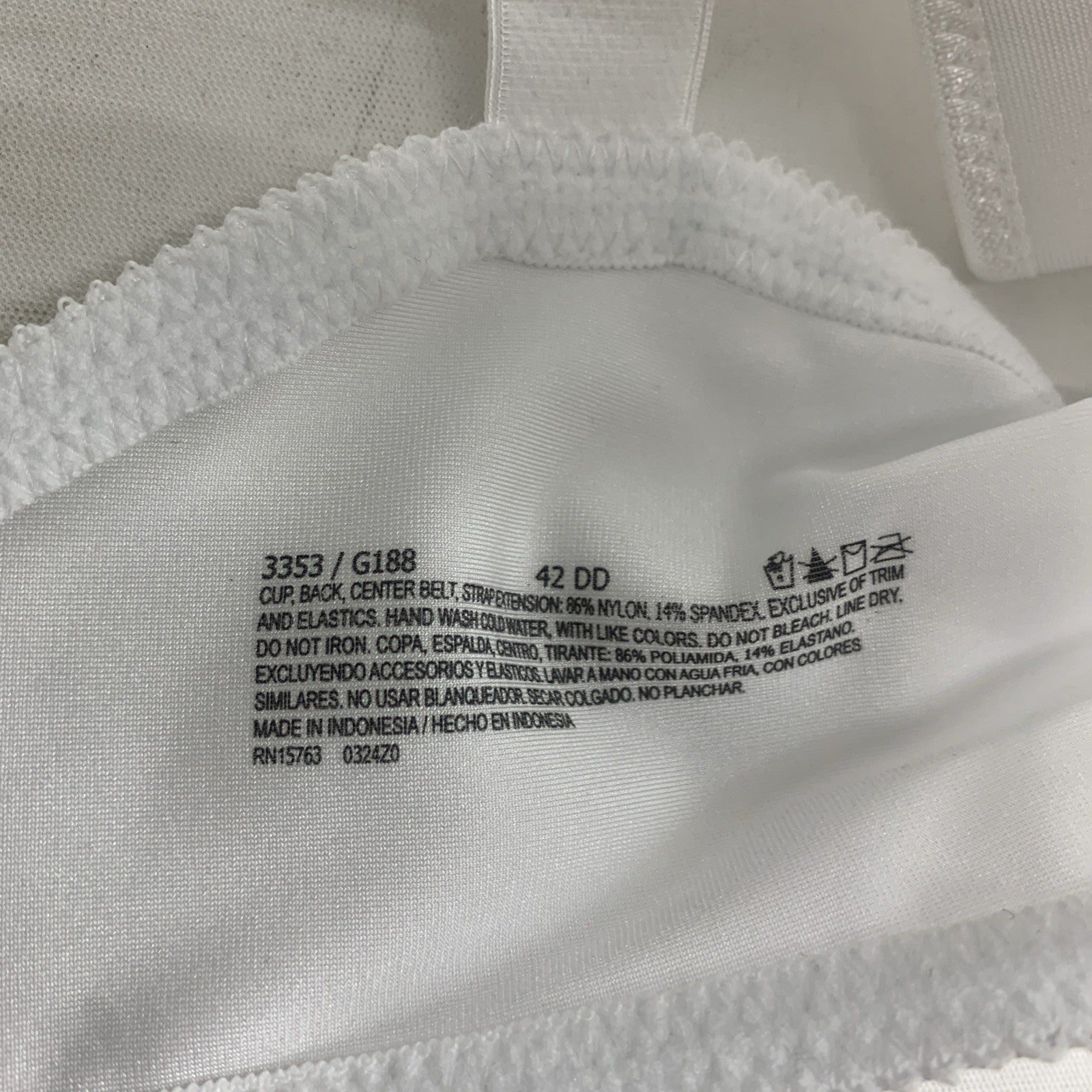 Bali Live It Up Underwire Full Coverage Bra DF3353 Seamless Size 42DD White