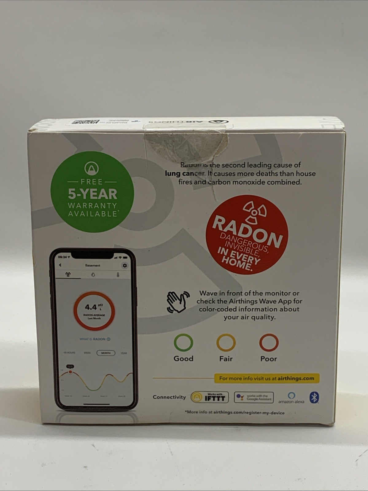 Airthings 2950 Wave Radon Smart Radon Detector w/Humidity & Temperature Monitor