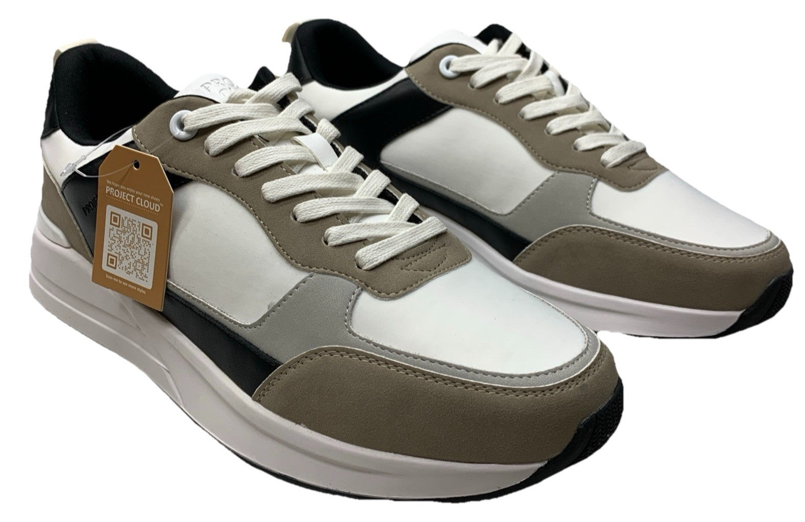 Project Cloud Men's White/Black/Tan Kurt A Performance Shoes Sneakers Size 11