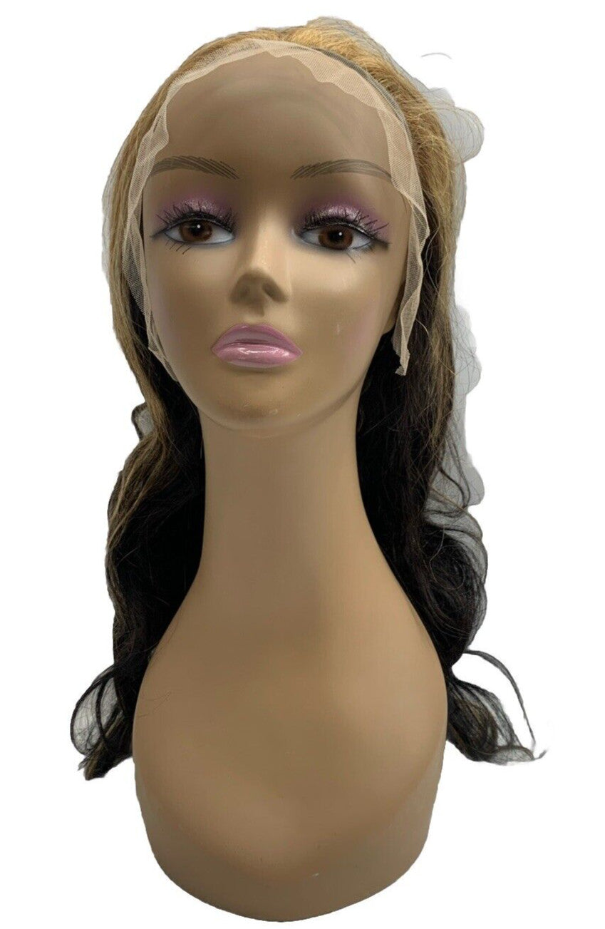 Loose Deep Size 18” #Natural Black/honey Brown 100% Remy Human Hair Lace Wig