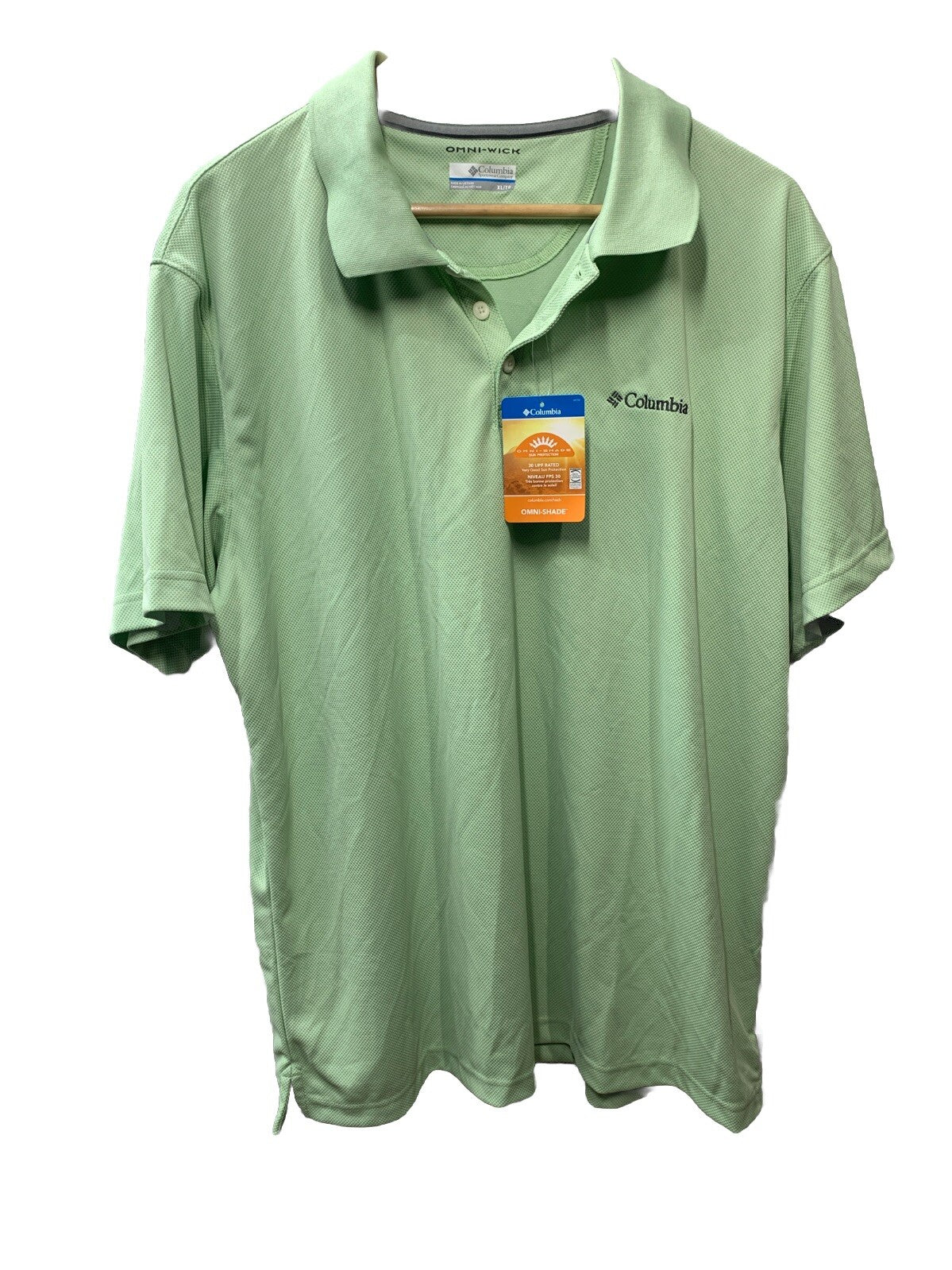 Columbia Omni Wick Men's Polo Shirt Short Sleeve Logo Size XL Green AM0126-349