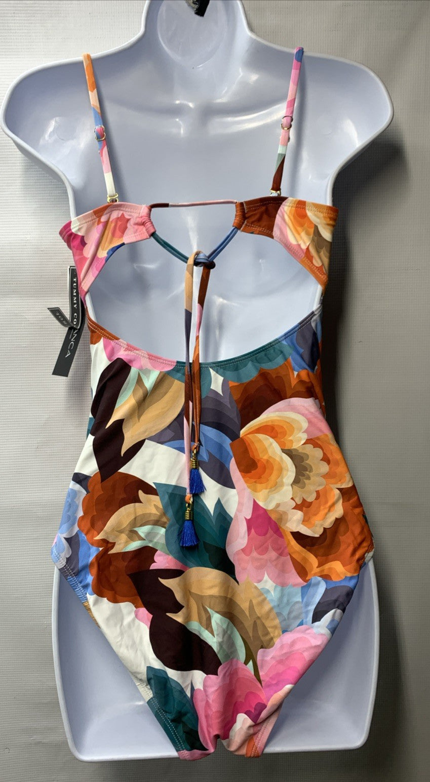 La Blanca Floral Rhythm Bandeau Mio (Multi) Womens Swimsuits One Piece Size 8