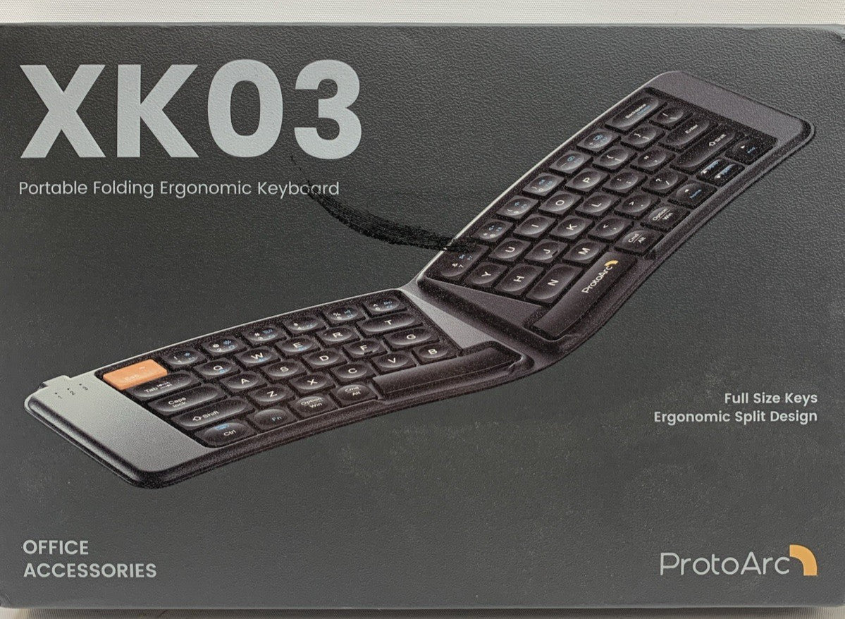 ProtoArc Ergonomic Foldable Keyboard, XK03 Split Folding Bluetooth Keyboard