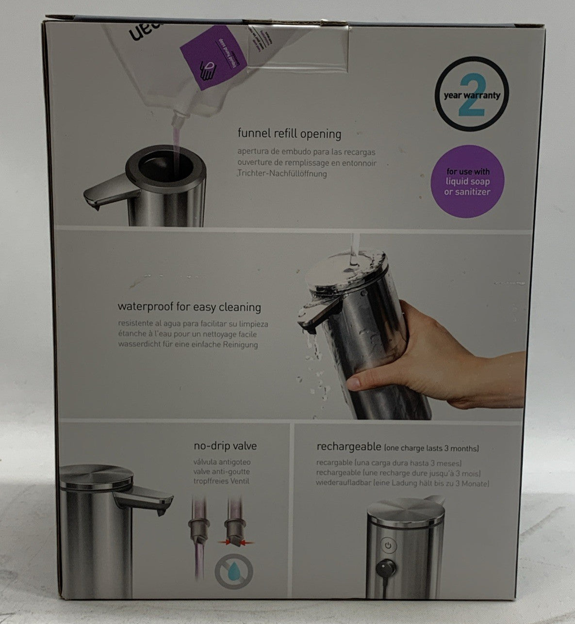Simplehuman 9fl.oz. Touch-Free Rechargeable Sensor Liquid Soap Pump Dispenser