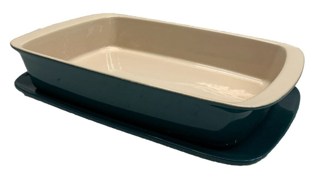 Larder & Vine Ceramic Rectangular Baking Dish with Serving Tray Baking Dish