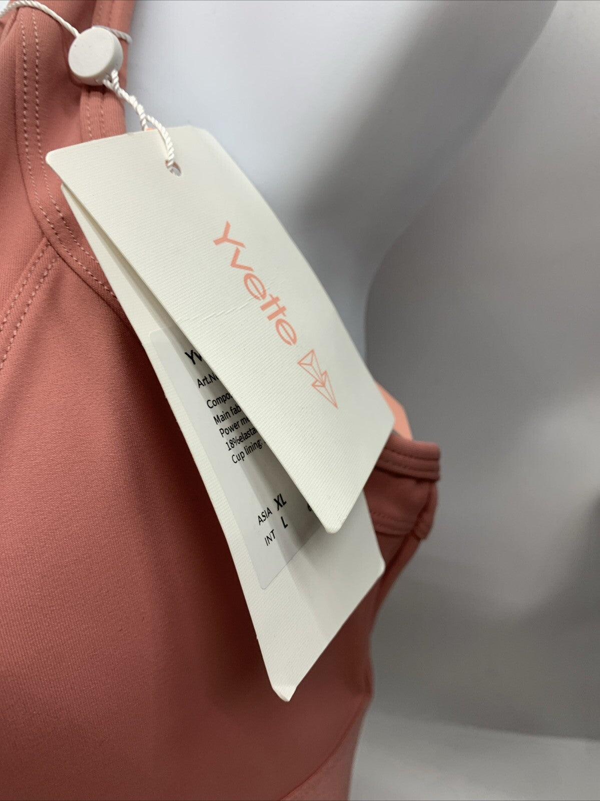 Yvette Sports Bra L/XL Rose Wireless Racerback Zip Front High Impact Activewear