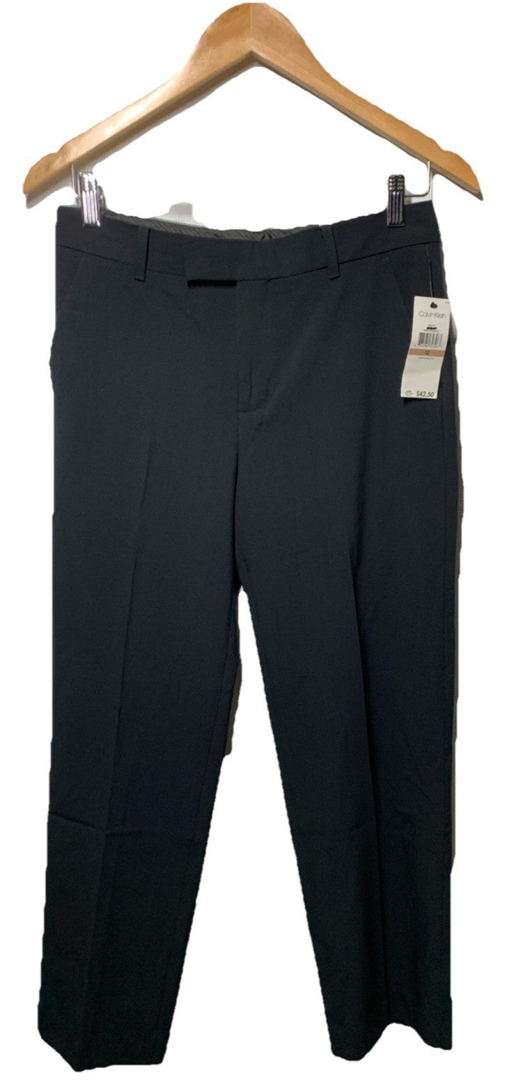 Calvin Klein Boys Flat-Front Bi-Stretch Long Dress Pant, Straight Leg Size 12