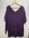 J Kara Women's Caplet Short Cocktail Beaded Party Dress Size 12P Pull On Purple
