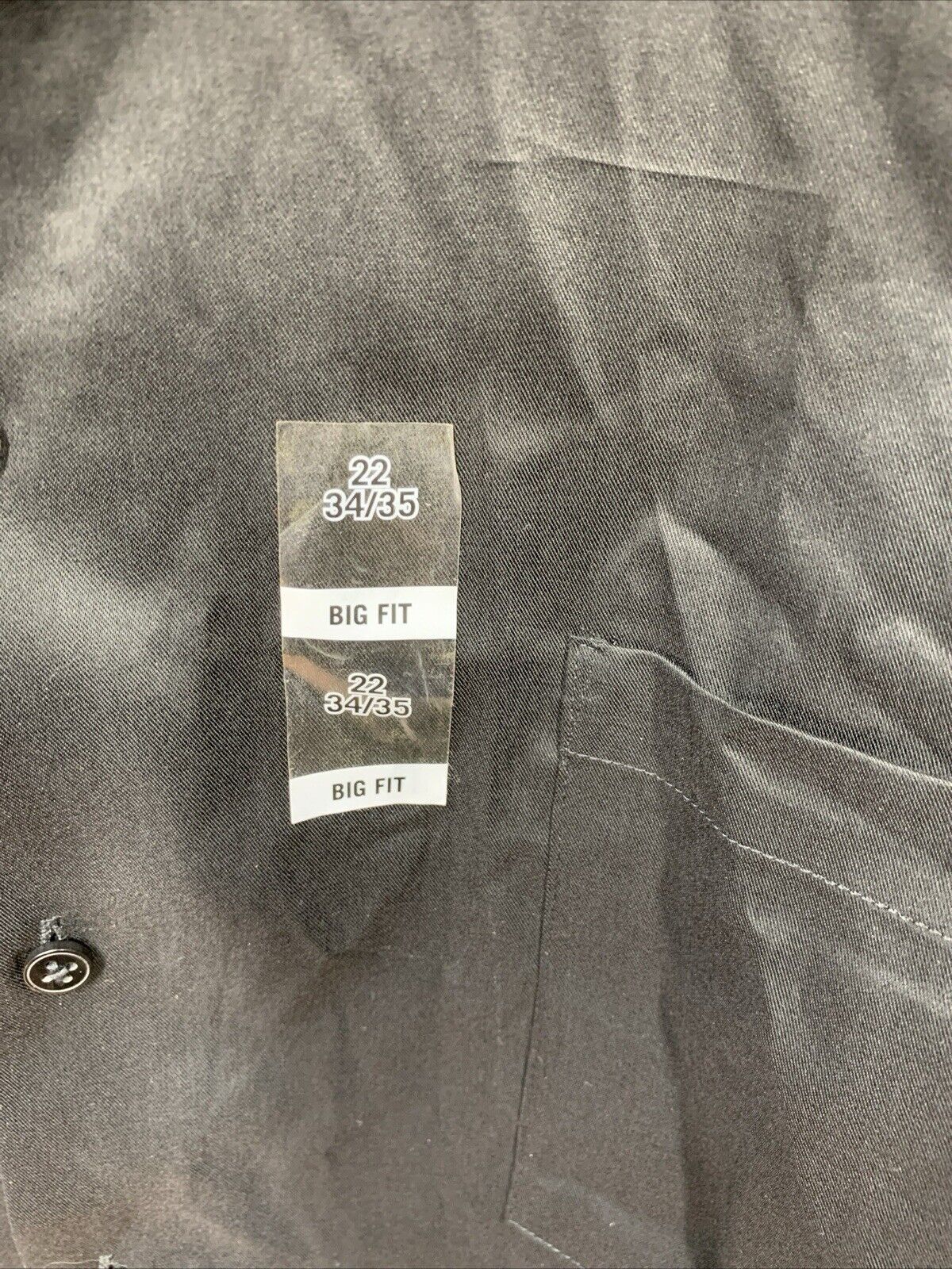 Van Heusen Black Button Up Stain Shield Big Fit Stretch Shirt Mens Size 22 34/35