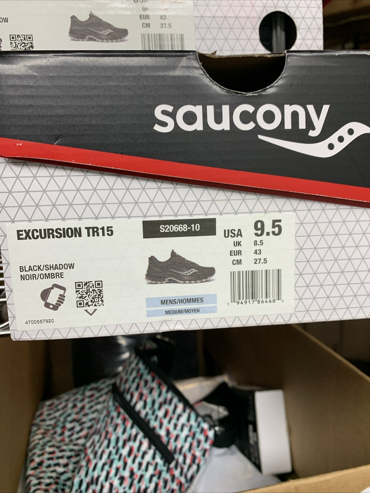 Saucony Men's Excursion TR15 Trail Running Shoe, Black/Shadow S20668-10 Size 9.5