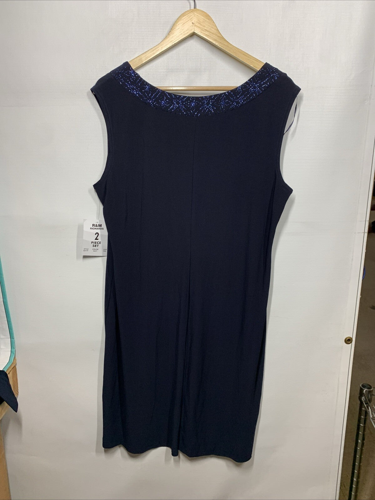 R&M Richards Short Mother of The Bride Formal Dress Size PXL Navy 8271P 2 Piece