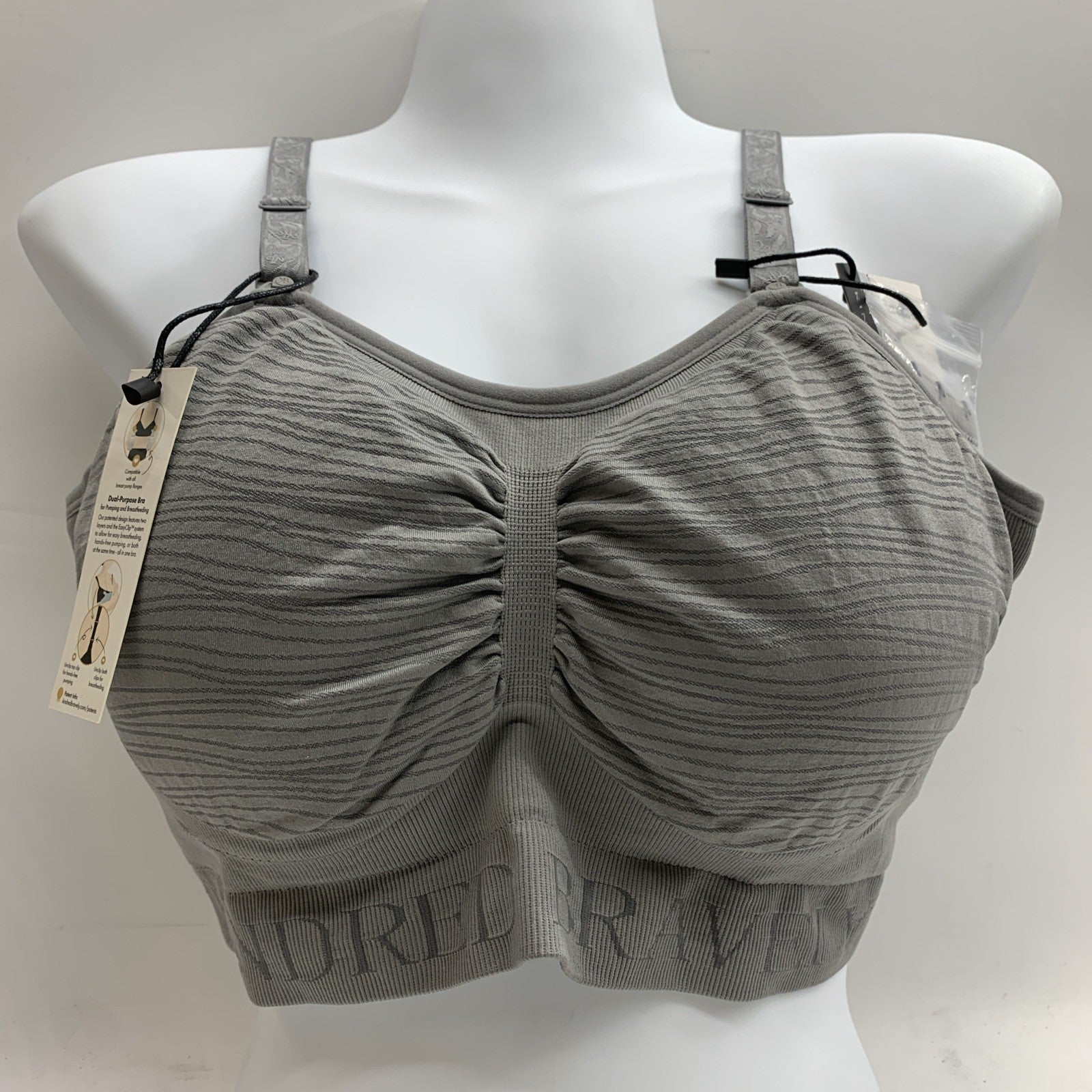 Kindred Bravely Gray Hands Free Pumping & Nursing Sports Bra Size XL Seamless