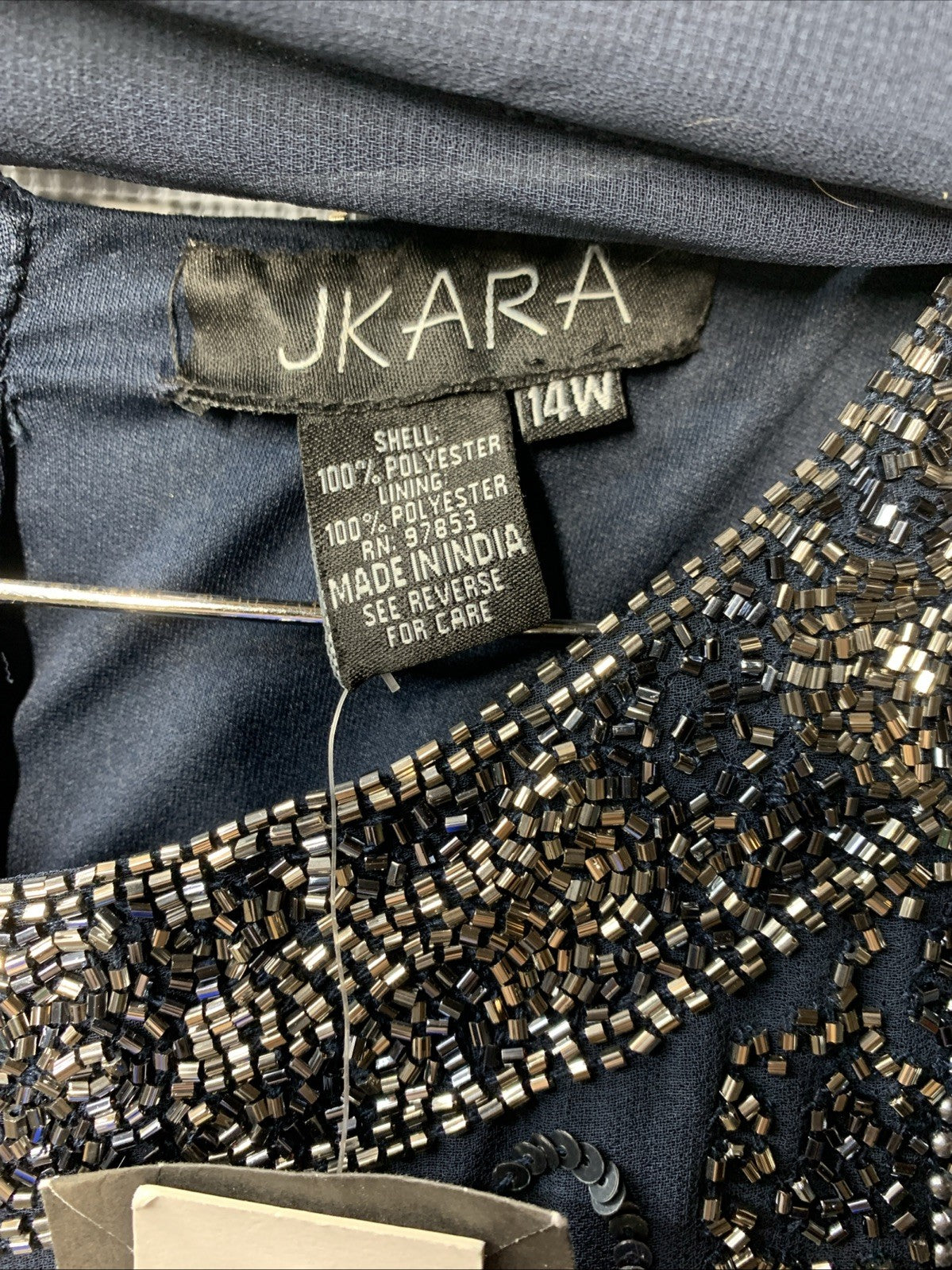 J Kara Women's  Embellished Top Mock 2 Piece Dress with Scarf Size 14w