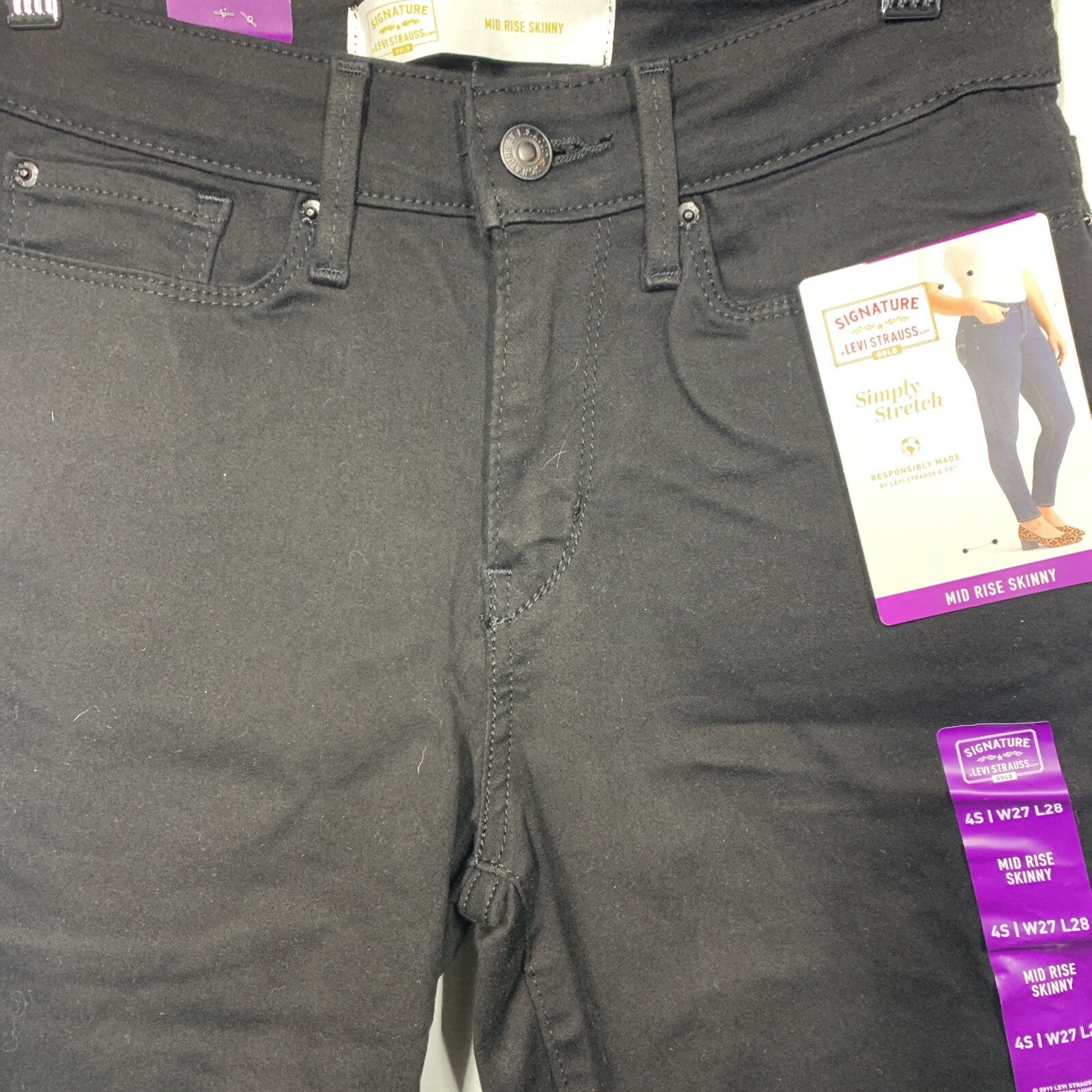 Signature Strauss & Co Gold Label Mid-Rise Skinny Jeans Size 4S 27x28 Long Pants