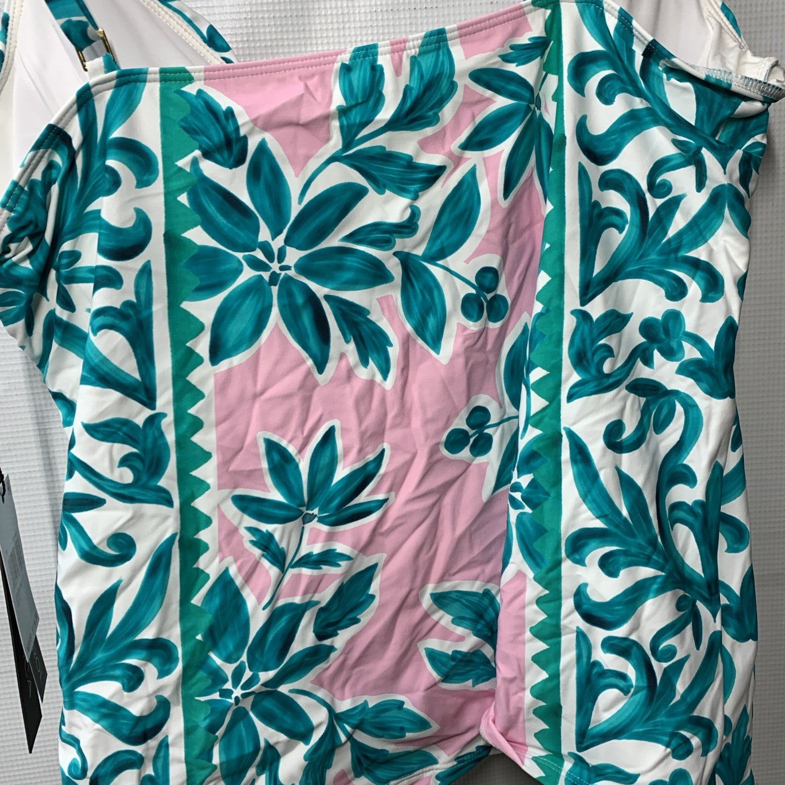 La Blanca Women's Over The Shoulder Tankini Swimsuit Top LB5SS87-MLT Size 16