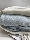 Threadmill Queen Blanket 100% Cotton Herringbone Pattern Light Blue Cozy Lightwe