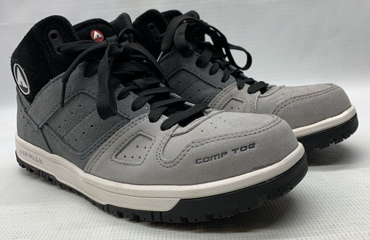 Airwalk Safety Mens Mongo Mid Composite Toe 8.5EE Work Boot Grey/White AW6351