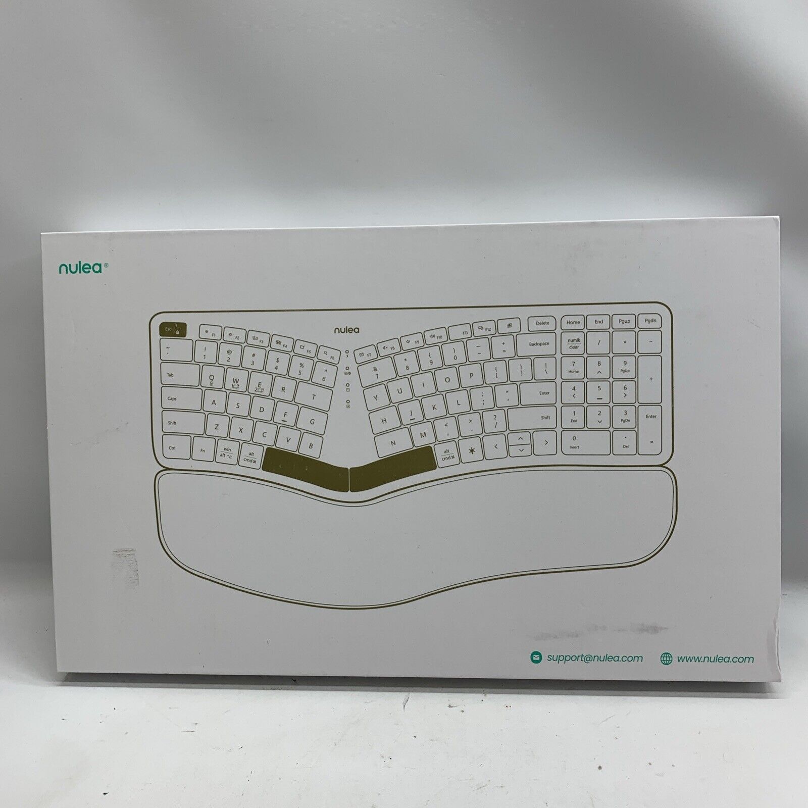 Nulea Ergonomic White 2.4G Wireless/Bluetooth Keyboard RT05 QWERTY Ergonomic