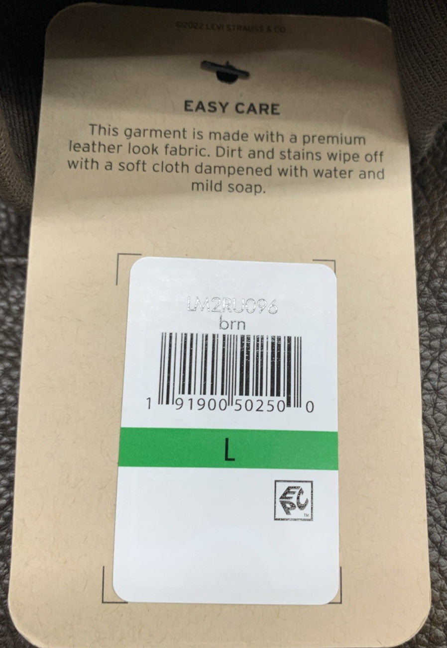 Levi's Mens Faux Leather Varsity Bomber Jacket Size L Long Sleeve LM2RU096 Brown