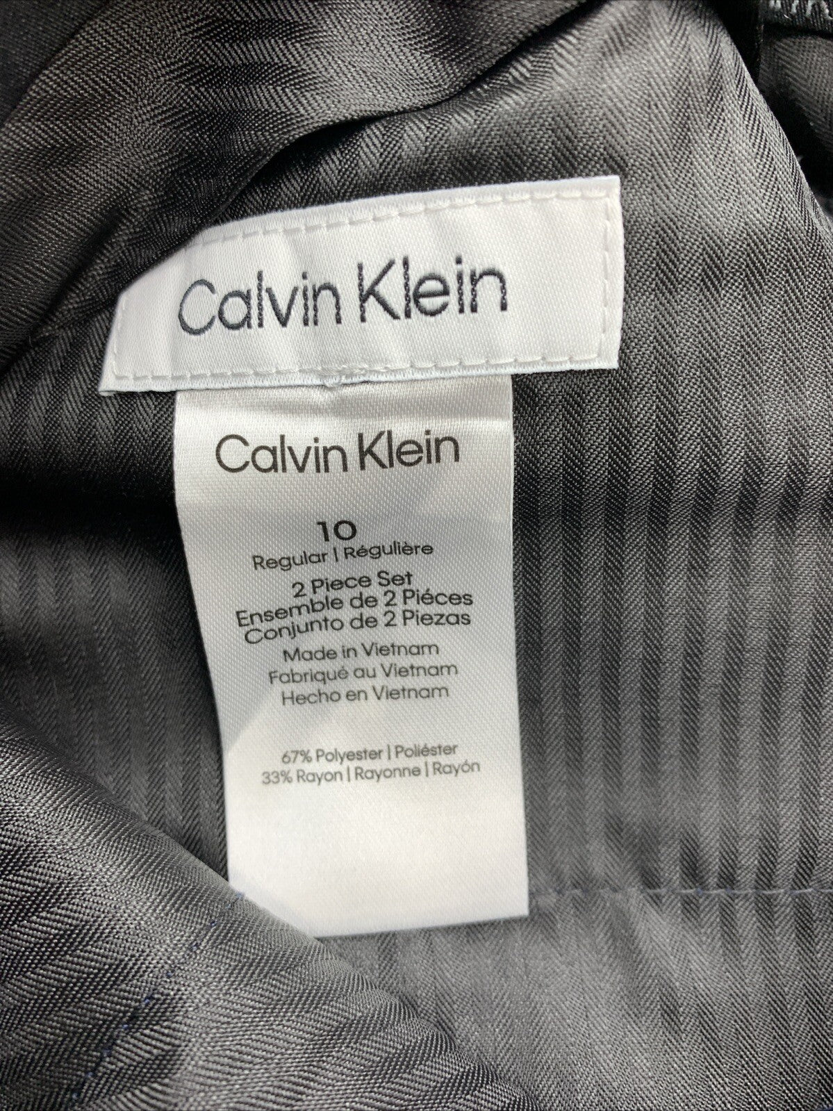 Calvin Klein Boy 2 Piece Formal Suit Set Bright Blue Stretch Size 10 Long Sleeve