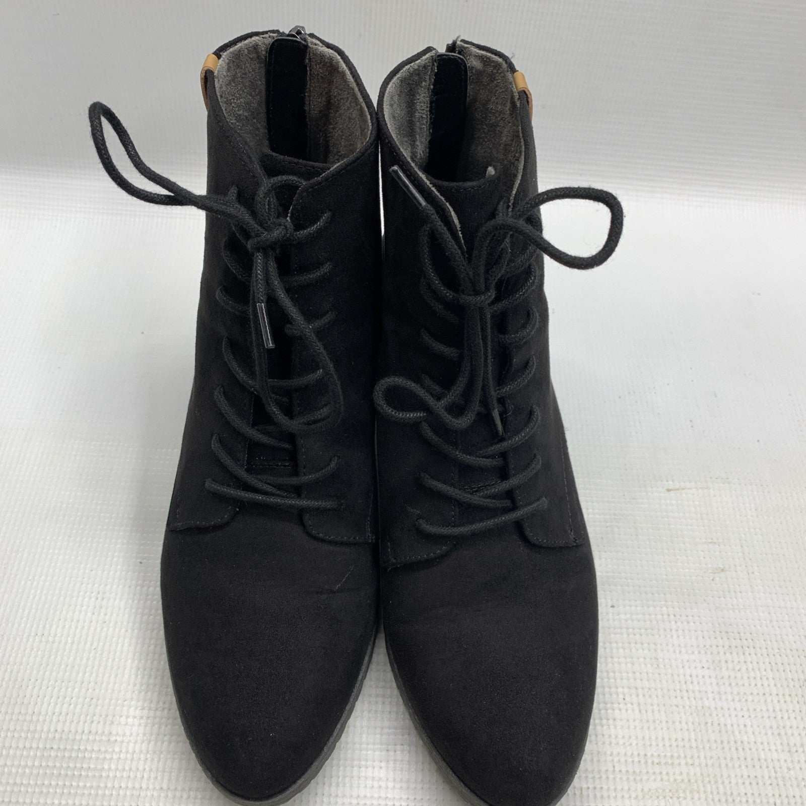 Dr Scholls Womens Size 9M Lawrence Black Casual Lace Up Block Heel Boots Black