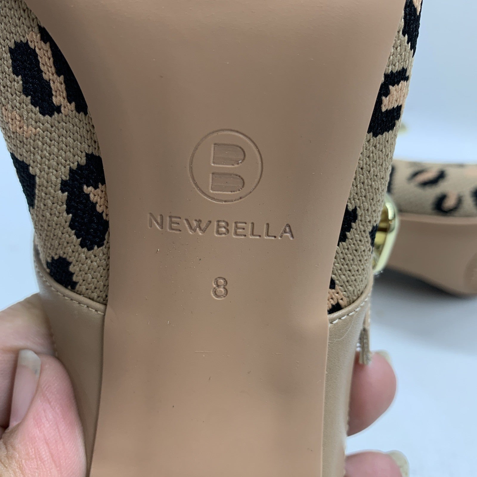 Newbella Mousse FIT Women's Pointed Toe Heel Sandals Mules Shoe Leopard Print 8