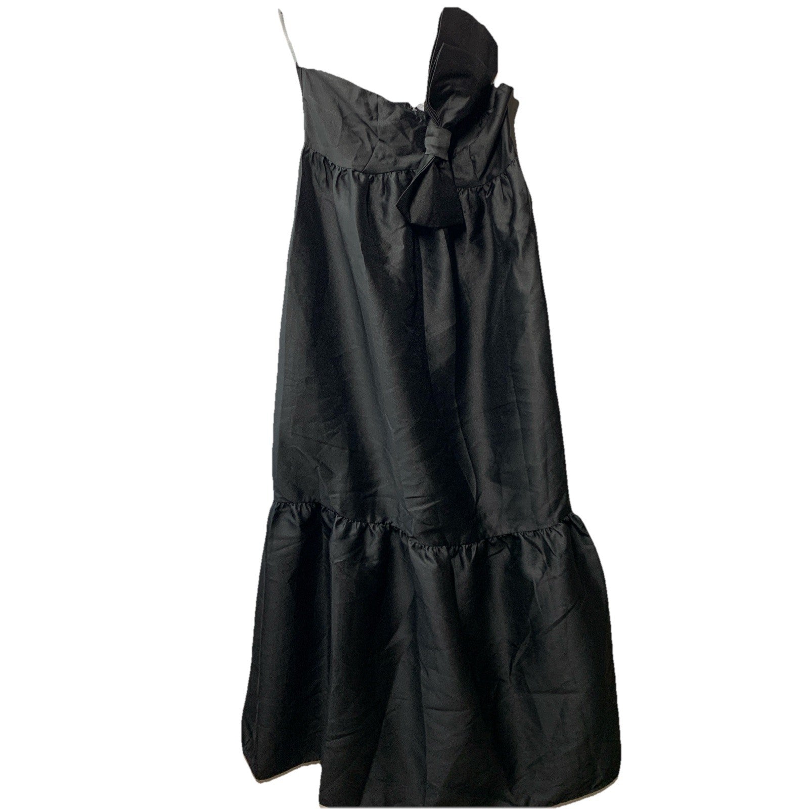 Petal + Pup Betina Bow Front Maxi Dress Black One Shoulder Sleeveless Size Large