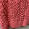 Nautica pink cable knit cotton women's sweater with long sleeves and boatneck, size L, stylish and cozy for casual wear.