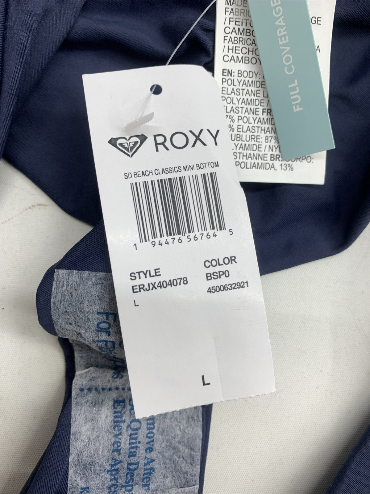 Roxy Juniors Mood Indigo Beach Classics Bikini Bottom Dark Blue Size L Underwear