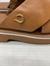Aerosols Leather Charlie Slide Sandal 8M Tan Leather Slip On Block Heel Brown