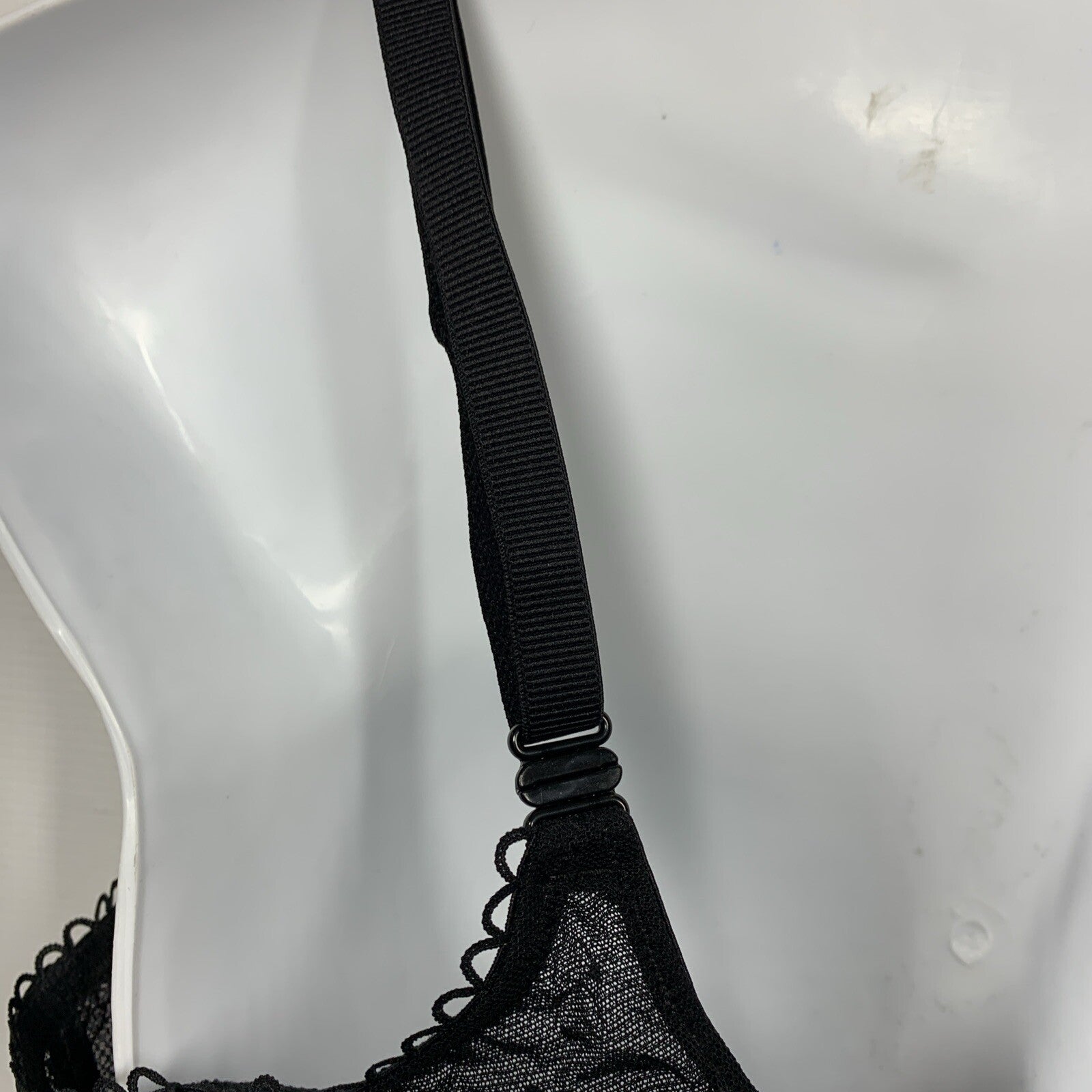 DOBREVA Women's Sexy Lace Bra Underwire Balconette Unlined Demi Sheer Black 42D