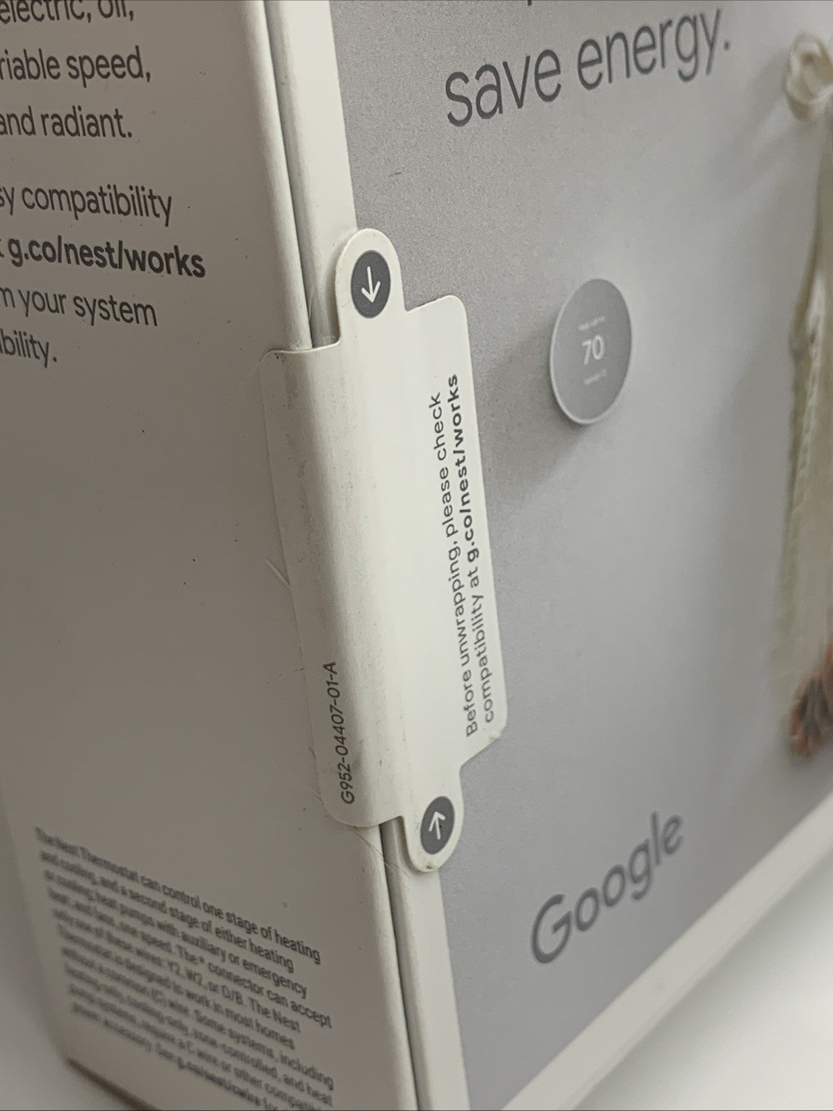 Google Nest Smart Thermostat Home Programmable Wifi Thermostat GA01334-US Snow