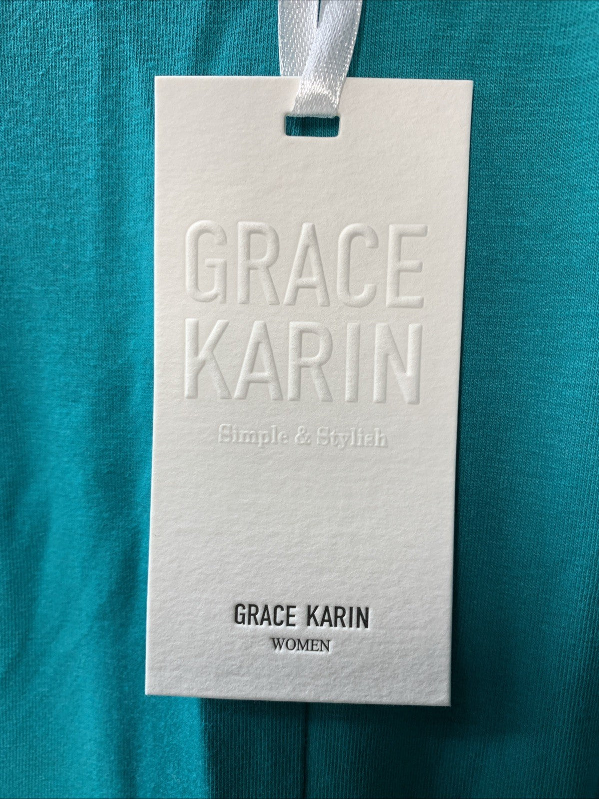 GRACE KARIN Women's 2025 Trendy Dresses Crew Neck 3/4 Sleeve Size XL Blue Casual