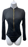 Seafolly Collective Zip Front Surfsuit One Piece EB1449 Long Sleeve Size 8 Black