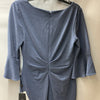 Adrianna Papell Women's Metallic Knit Draped Dress Steel Blue Square Neck Size 6