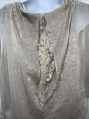 S.L. Fashions Long Length Sequin Lace Beaded Capelet Dress Buff 9113121 Size 12