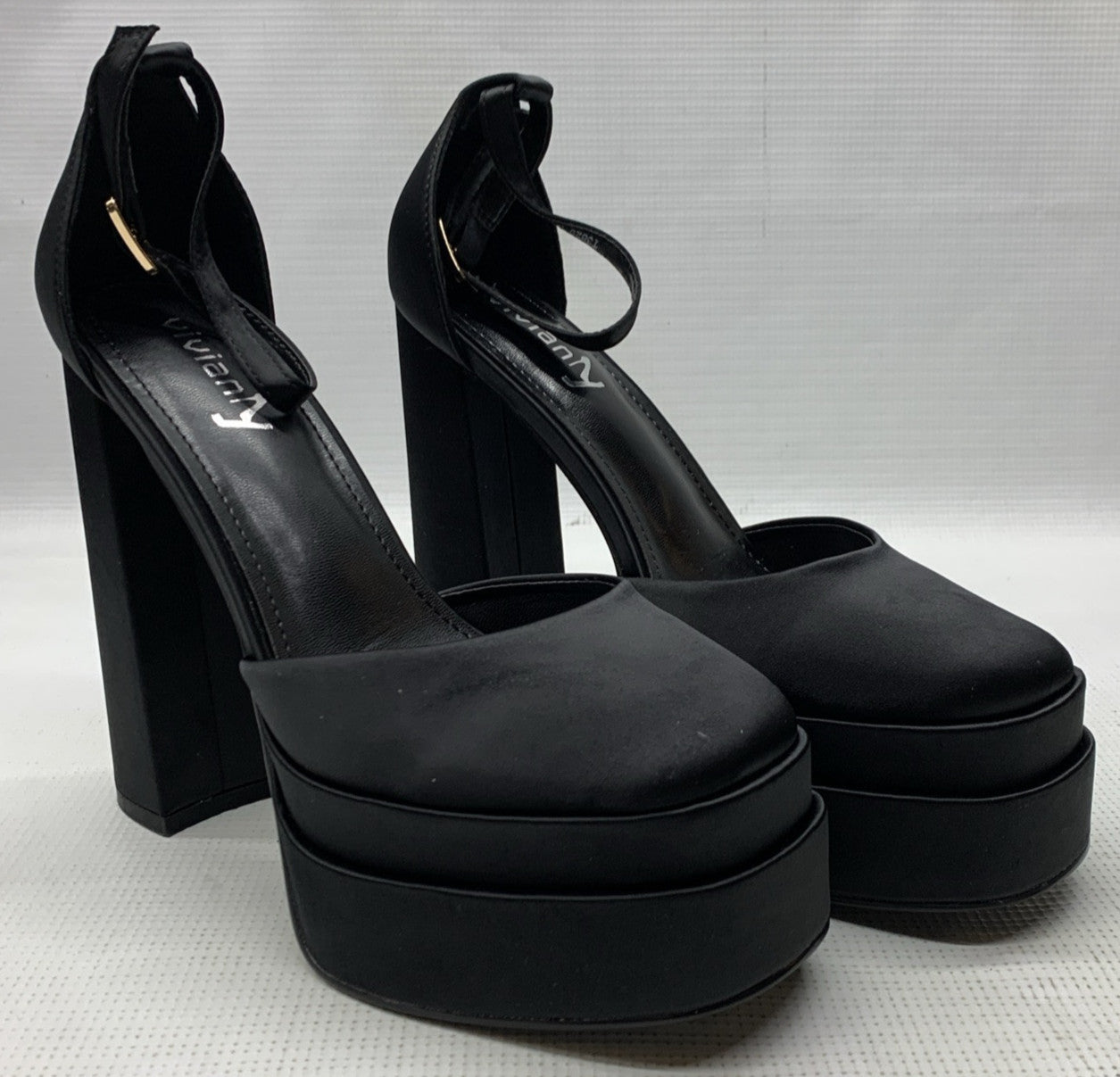 Vivianly Womens Platform Ankle Strap Sandals Chunky Block High Heels Black Sz 8
