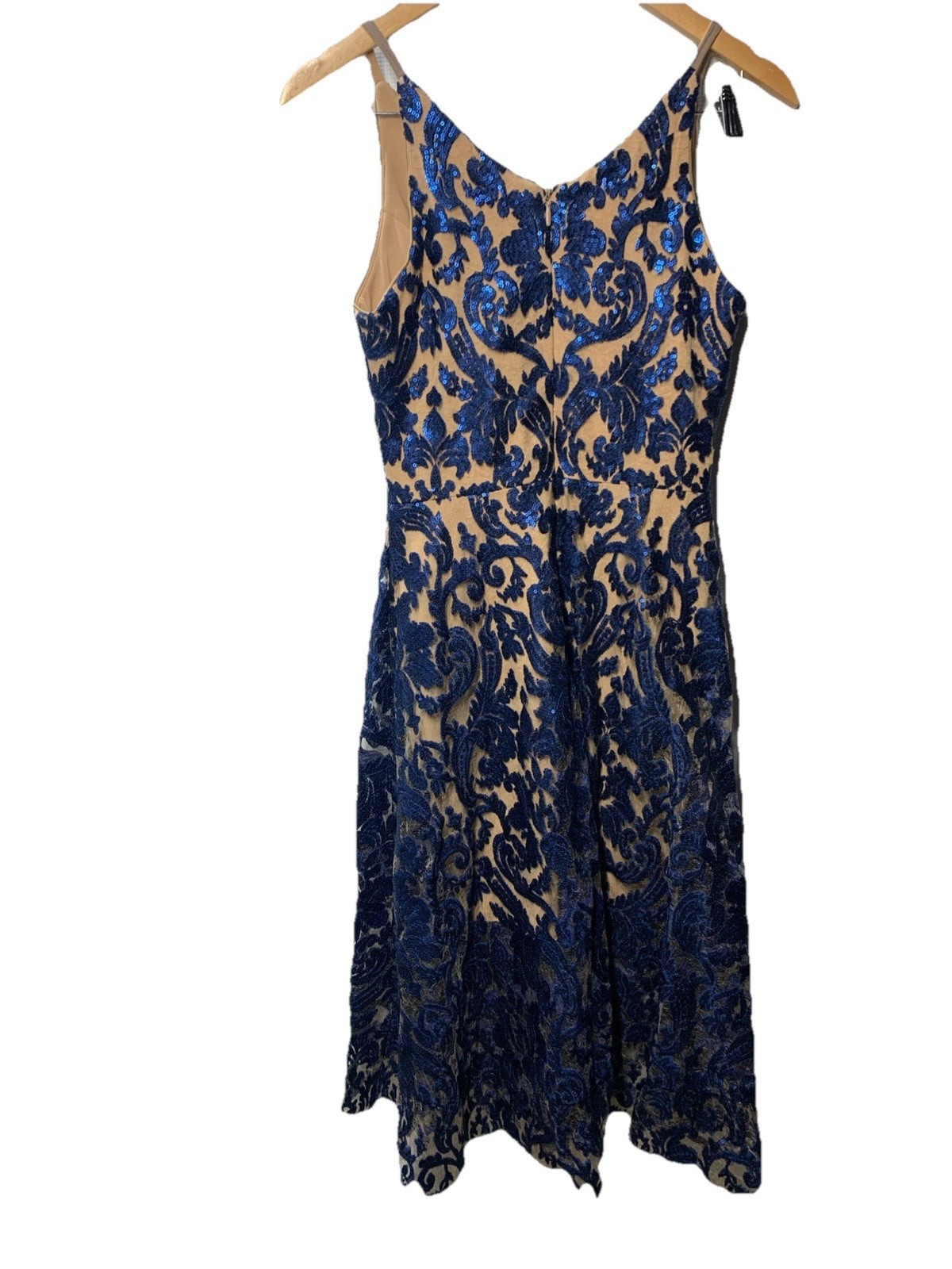 Dress The Population Embellished Fit & Flare Dress Size Small V-neck Sleeveless