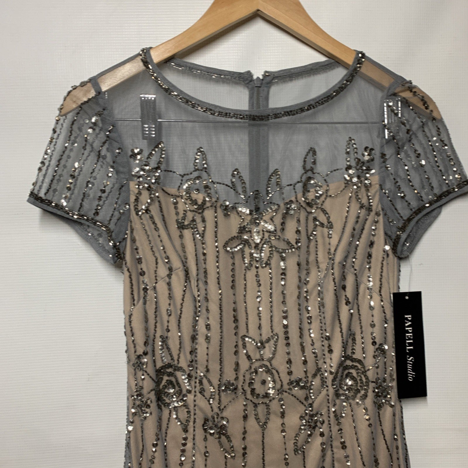 Adrianna Papell Womens Beaded Short Dress Party Cocktail Special Occasion Size 2