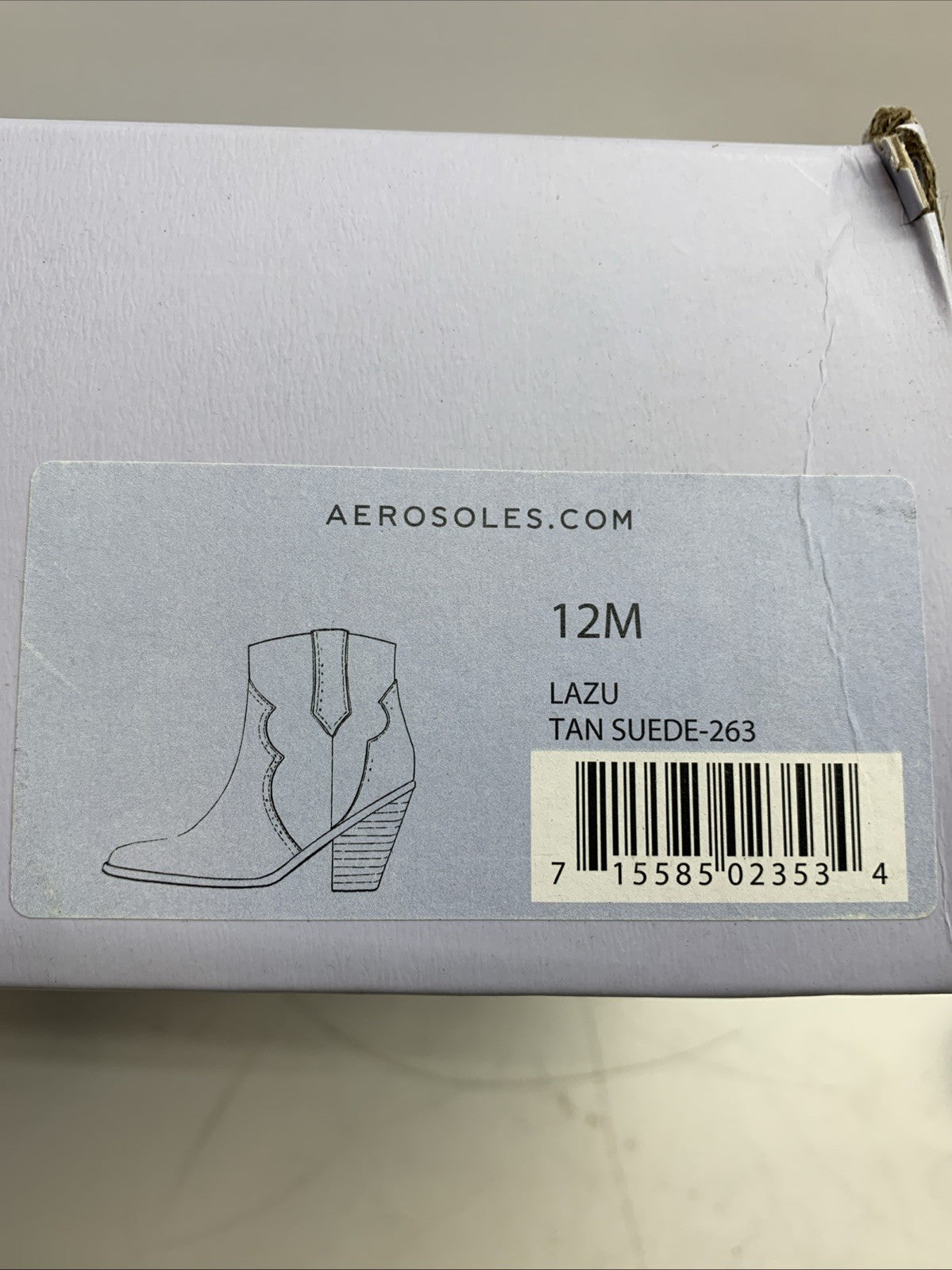Aerosoles Lazu Tan Suede-263 Western Stud Bootie Women's Size 12M Heels Brown