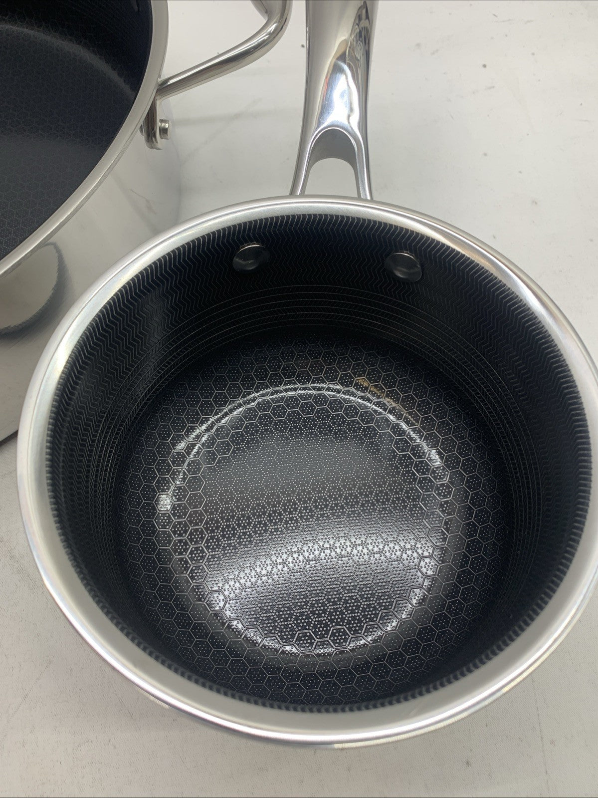 HexClad Hybrid Stainless Steel Cookware 5Piece Set w/Cover Lid & Griddle - USED