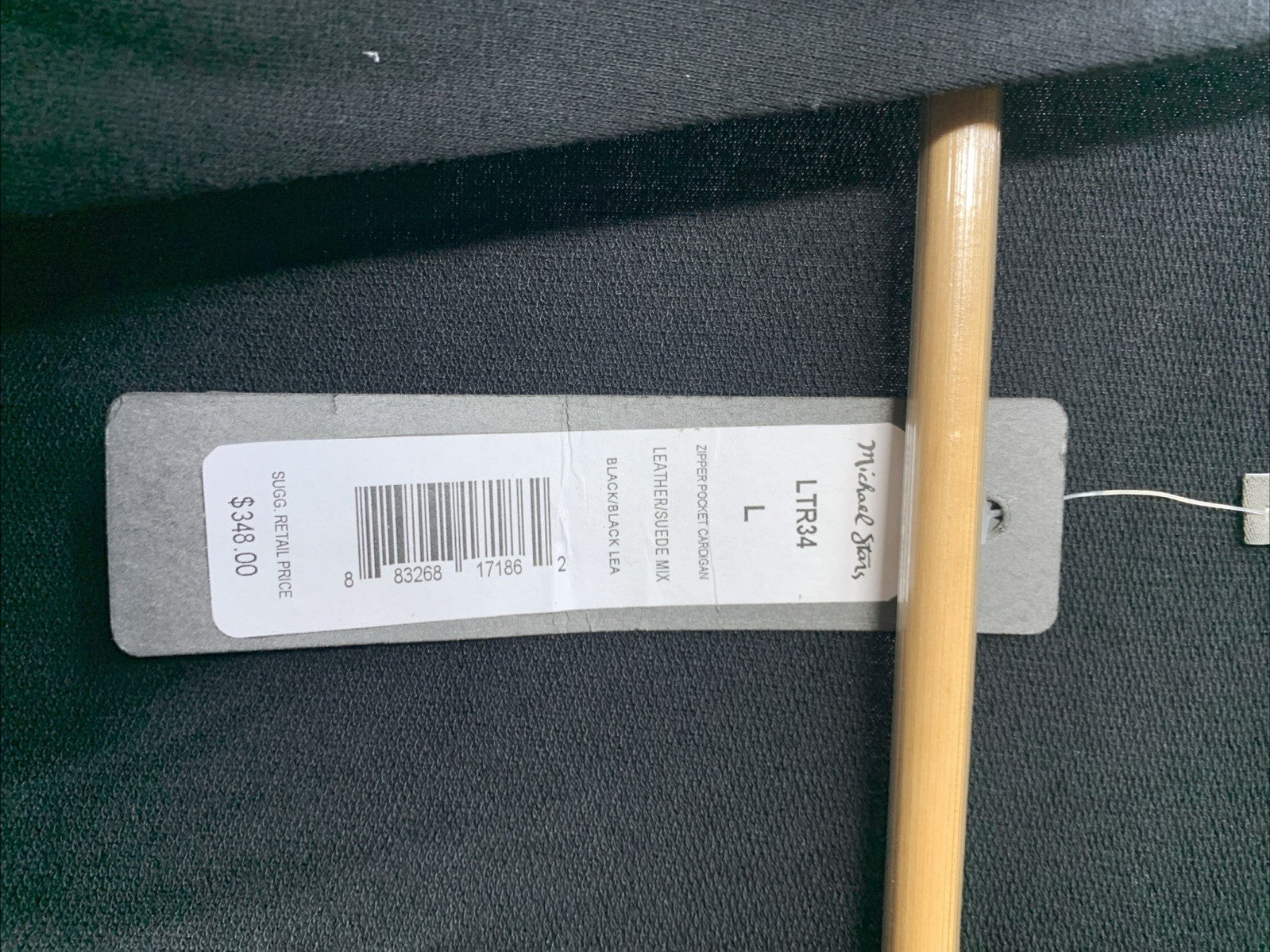 Michael Stars Women’s Faux Leather Patchwork Open Front Cardigan LG Long Sleeve