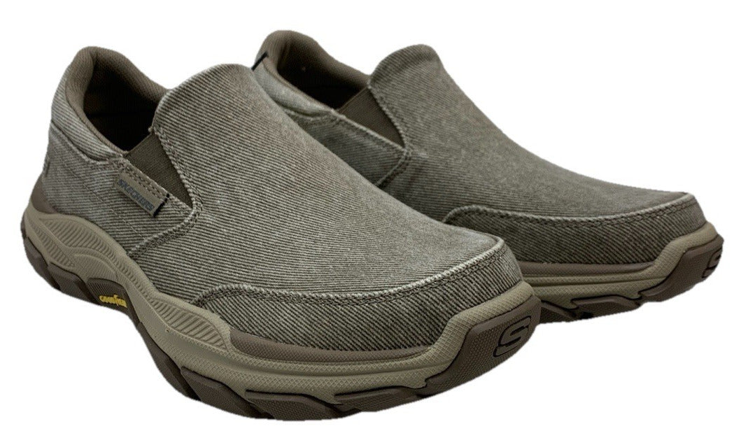 Skechers Respected-Fallston Slip-Ons Men's Size 8.5 Canvas Goodyear Grip Taupe