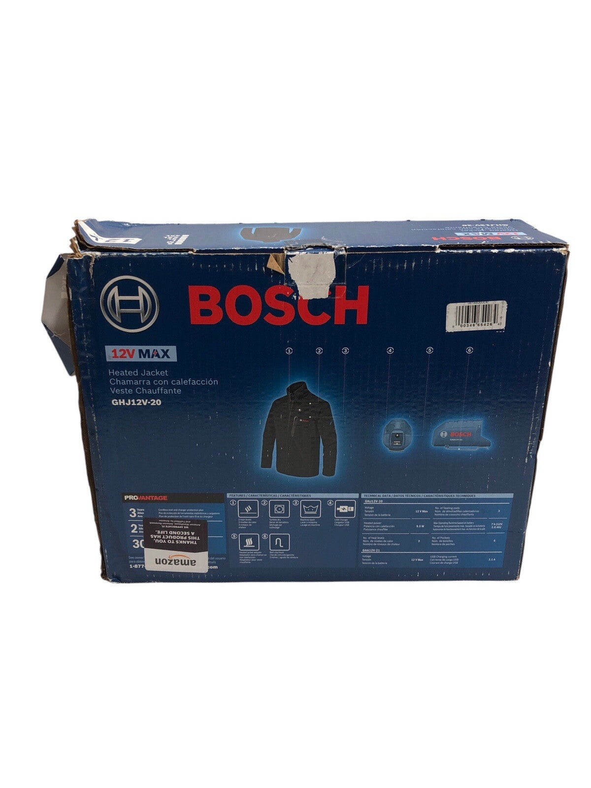 Bosch 12V Max Heated Jacket Battery & Charger GHJ12V-20 Medium Long Sleeve Black
