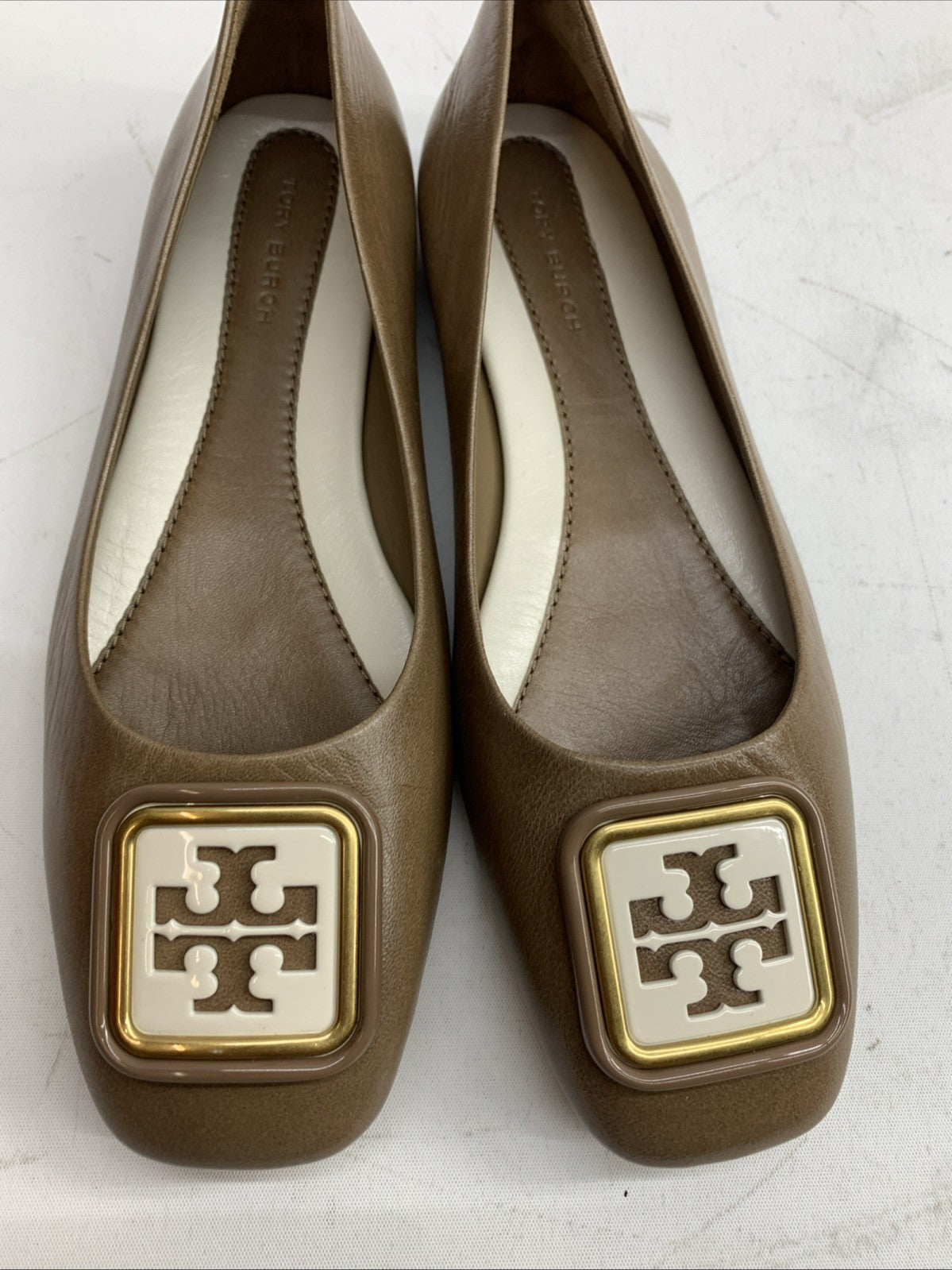 Tory BURCH Almond Flour 200 Georgia Ballet Goat Leather Size 6M Slip-on Shoes