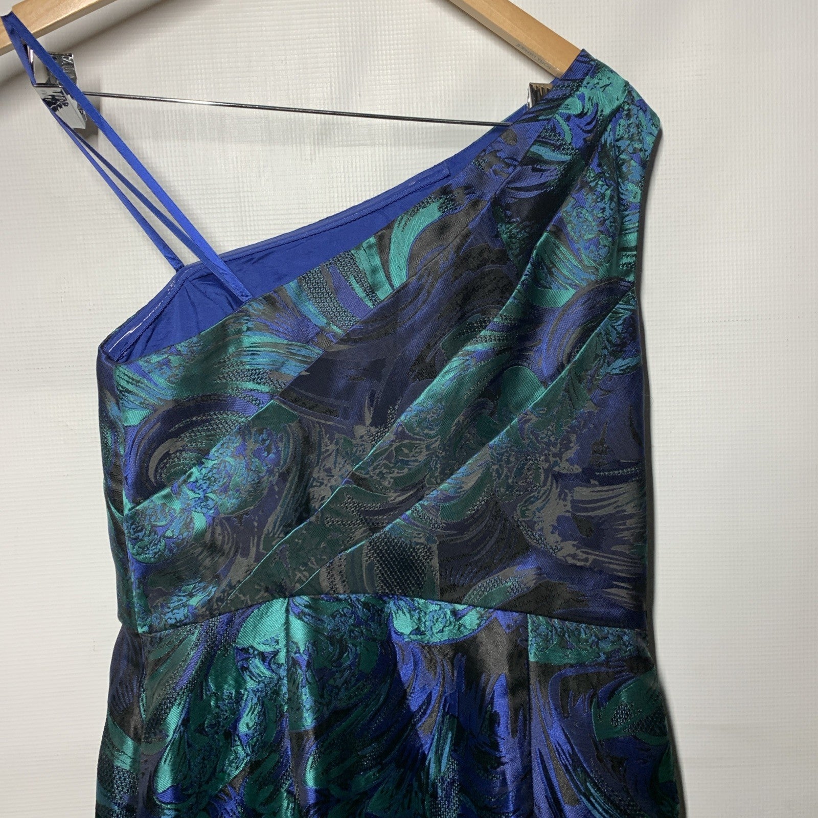 Adrianna Papell Women's One-Shoulder Jacquard Gown Evening Party Dress Size 6