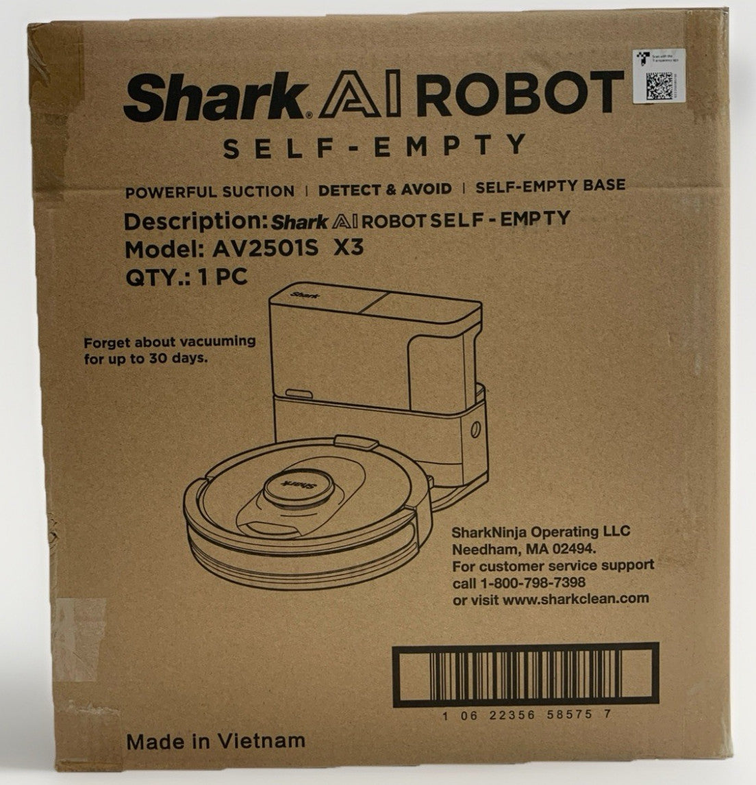 Shark AV2501S X3 AI Ultra Robot Vacuum Bagless Self Empty Base, Perfect for Pet